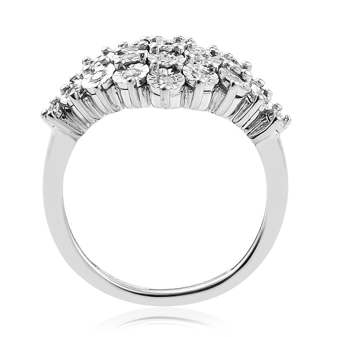 New York Close Out- Diamond (Rnd) Ring in Rhodium Overlay Sterling Silver 0.246 Ct.