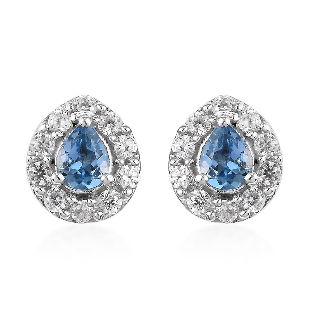 One time Deal - Santa Maria Aquamarine (Pear), Natural Cambodian Zircon Lever Back Earrings with Push Back in Platinum Overlay Sterling Silver 1.25 Ct.