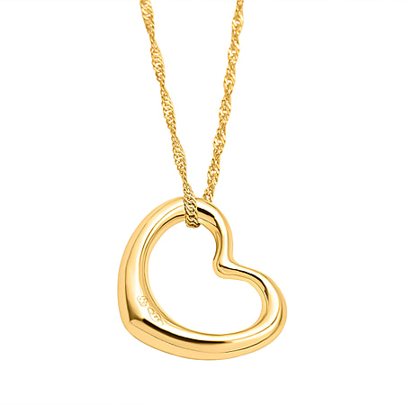 Vicenza Collection 9K Yellow Gold Heart Pendant with Chain (Size 18 ...