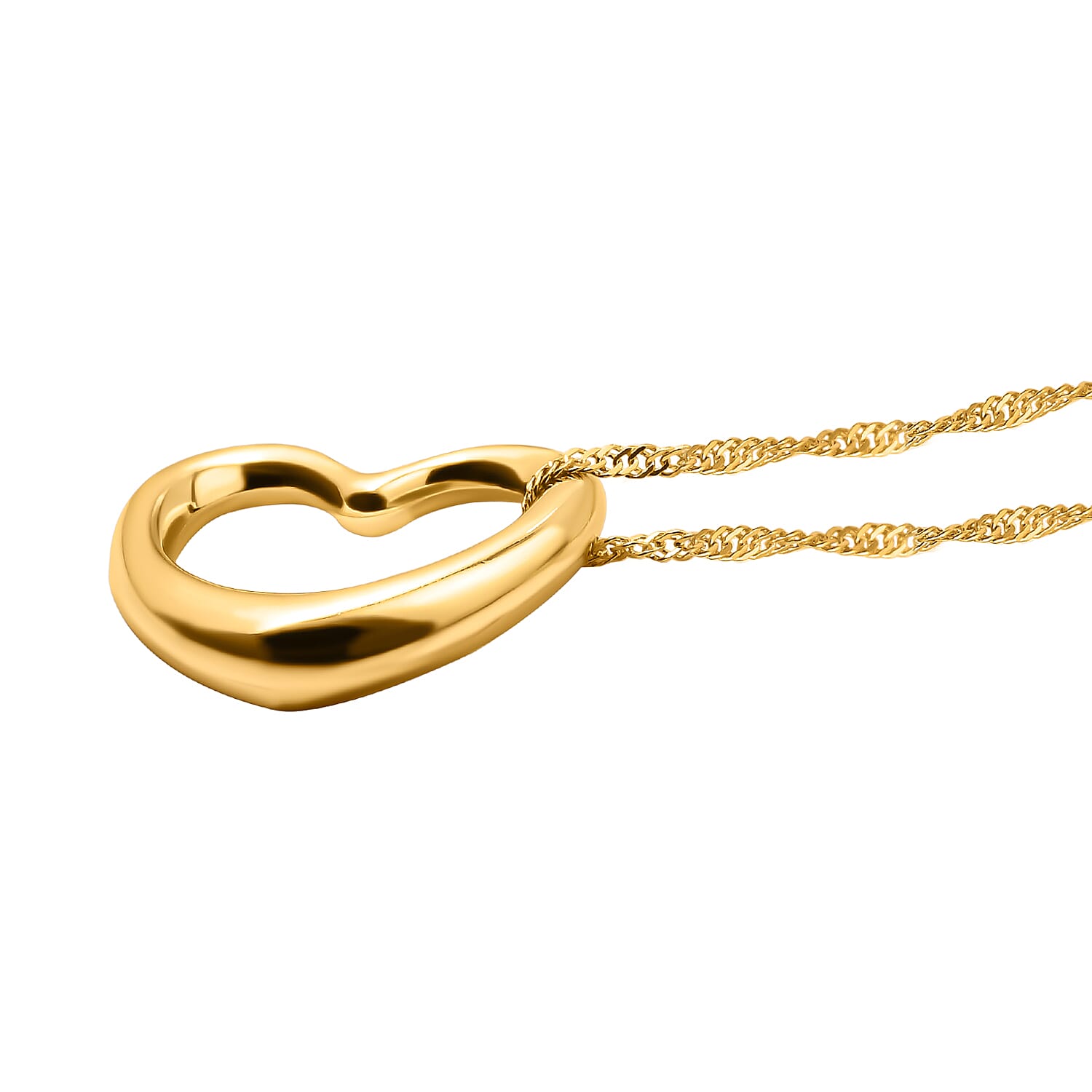 Vicenza Collection 9K Yellow Gold Float Heart Pendant with Chain (Size 18) with Spring Ring Clasp