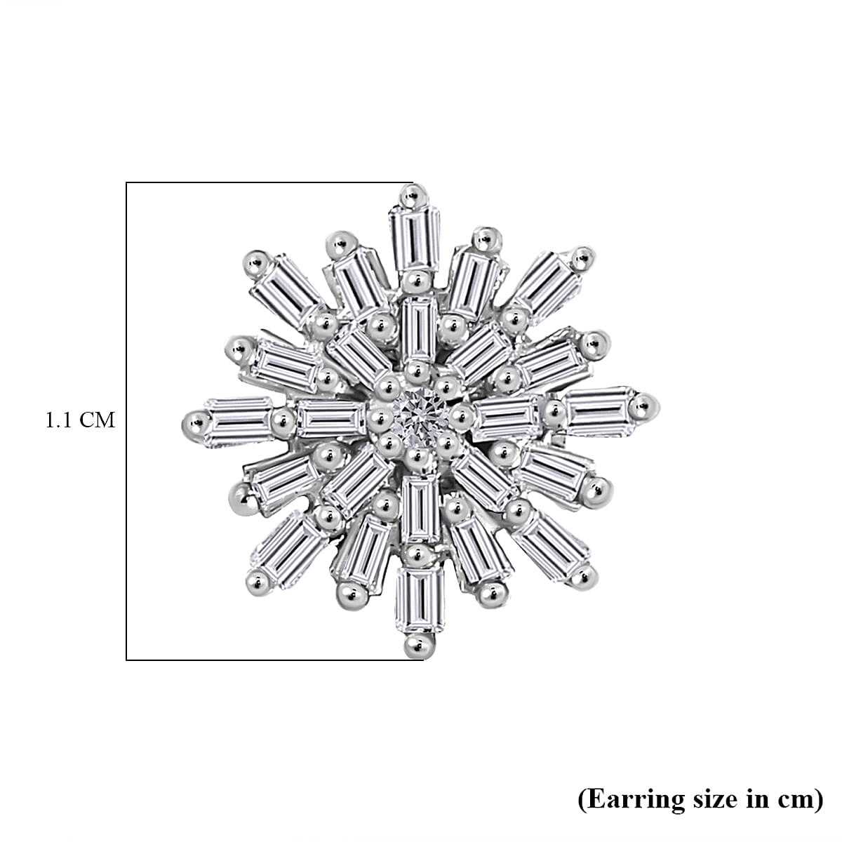 Diamond Snowflake Earrings (with Push Back) in Platinum Overlay Sterling Silver 0.33 Ct.