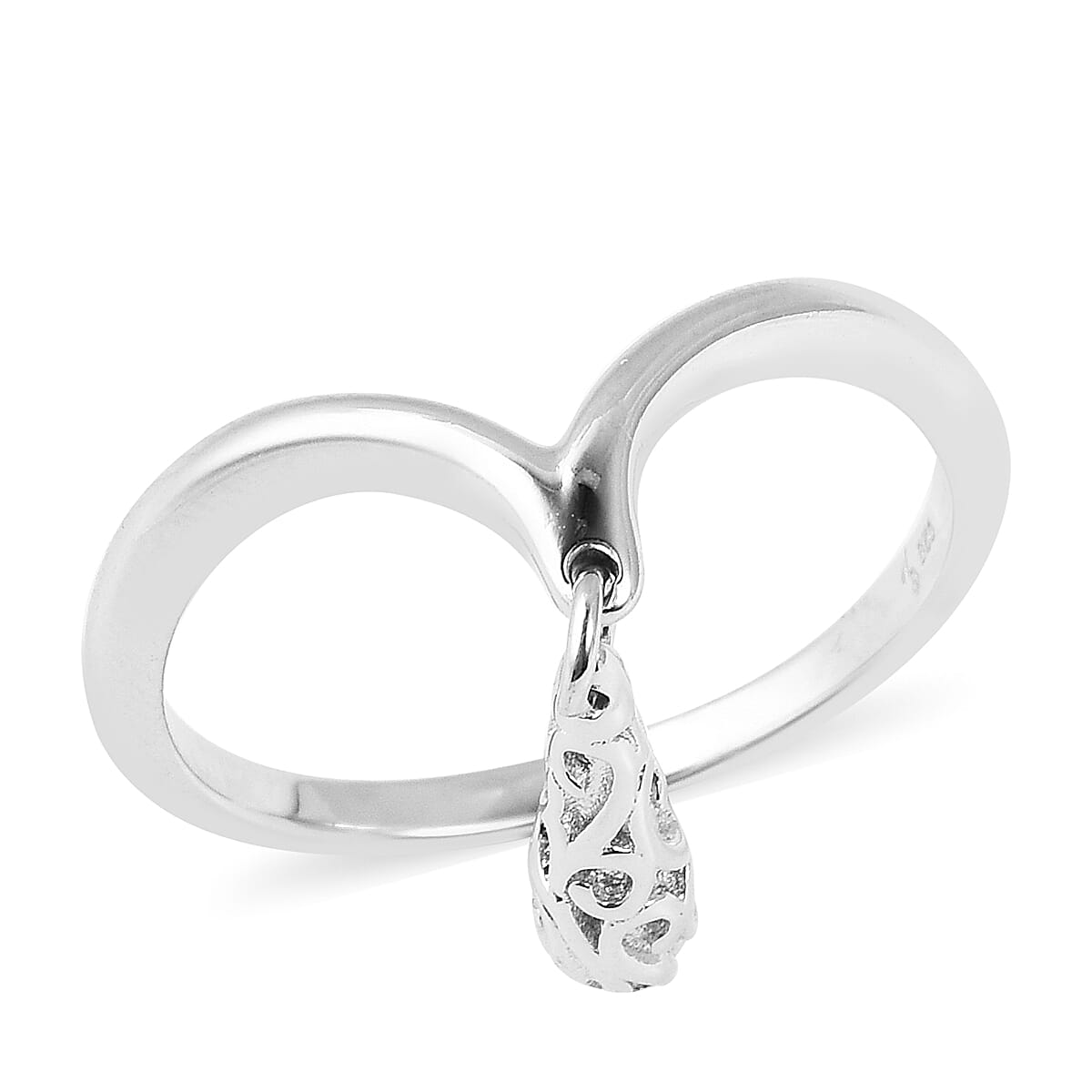 Lucy Q Rhodium Overlay Sterling Silver Single Air Drip Ring