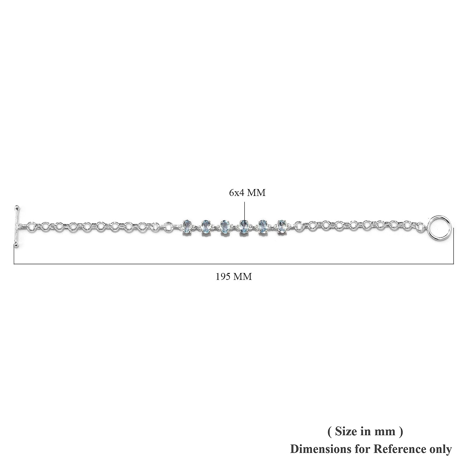 Sky Blue Topaz Bracelet (Size 7.5) in Sterling Silver 3.13 Ct, Silver Wt 5.62 Gms