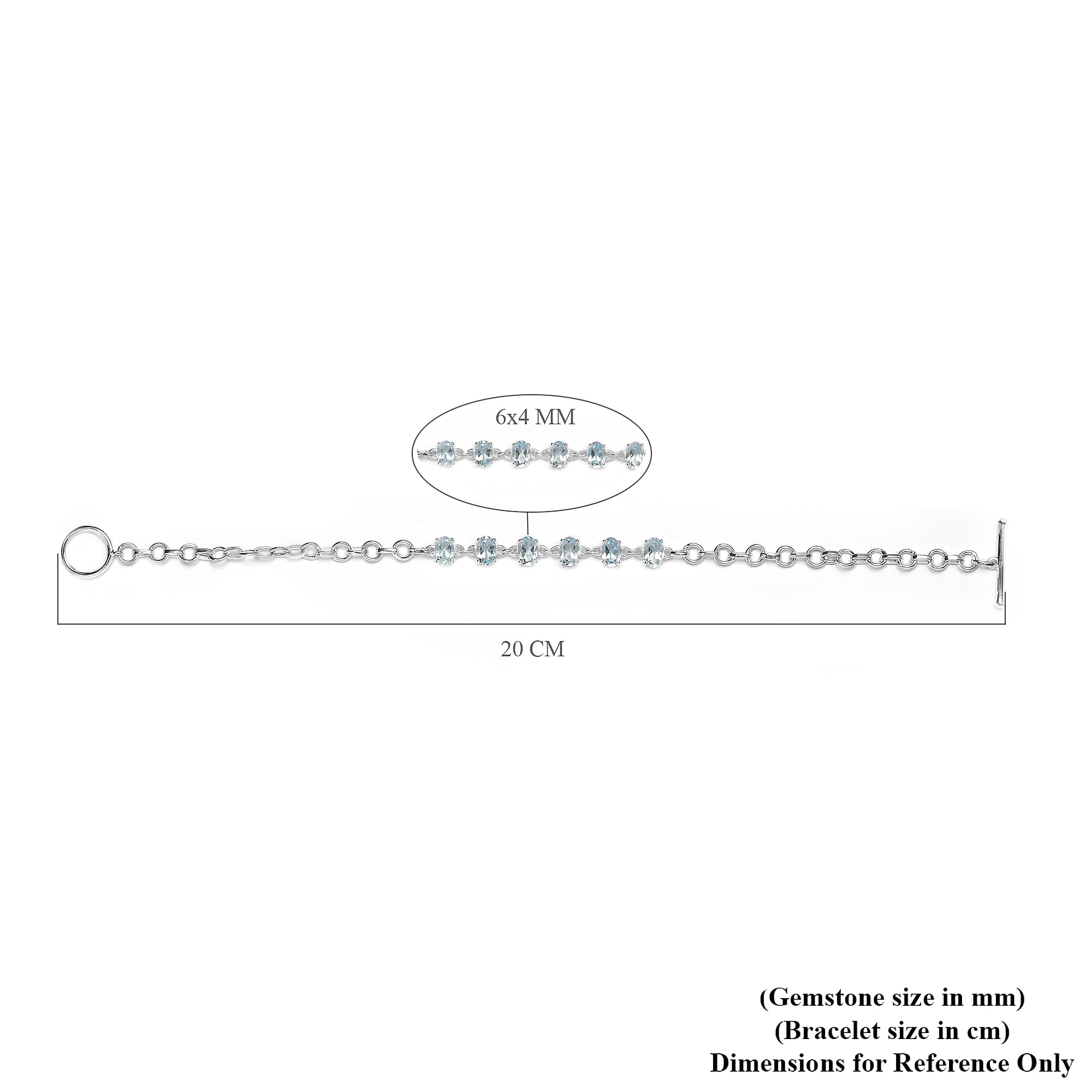 Sky Blue Topaz Bracelet (Size 7.5) in Sterling Silver 3.13 Ct, Silver Wt 5.62 Gms