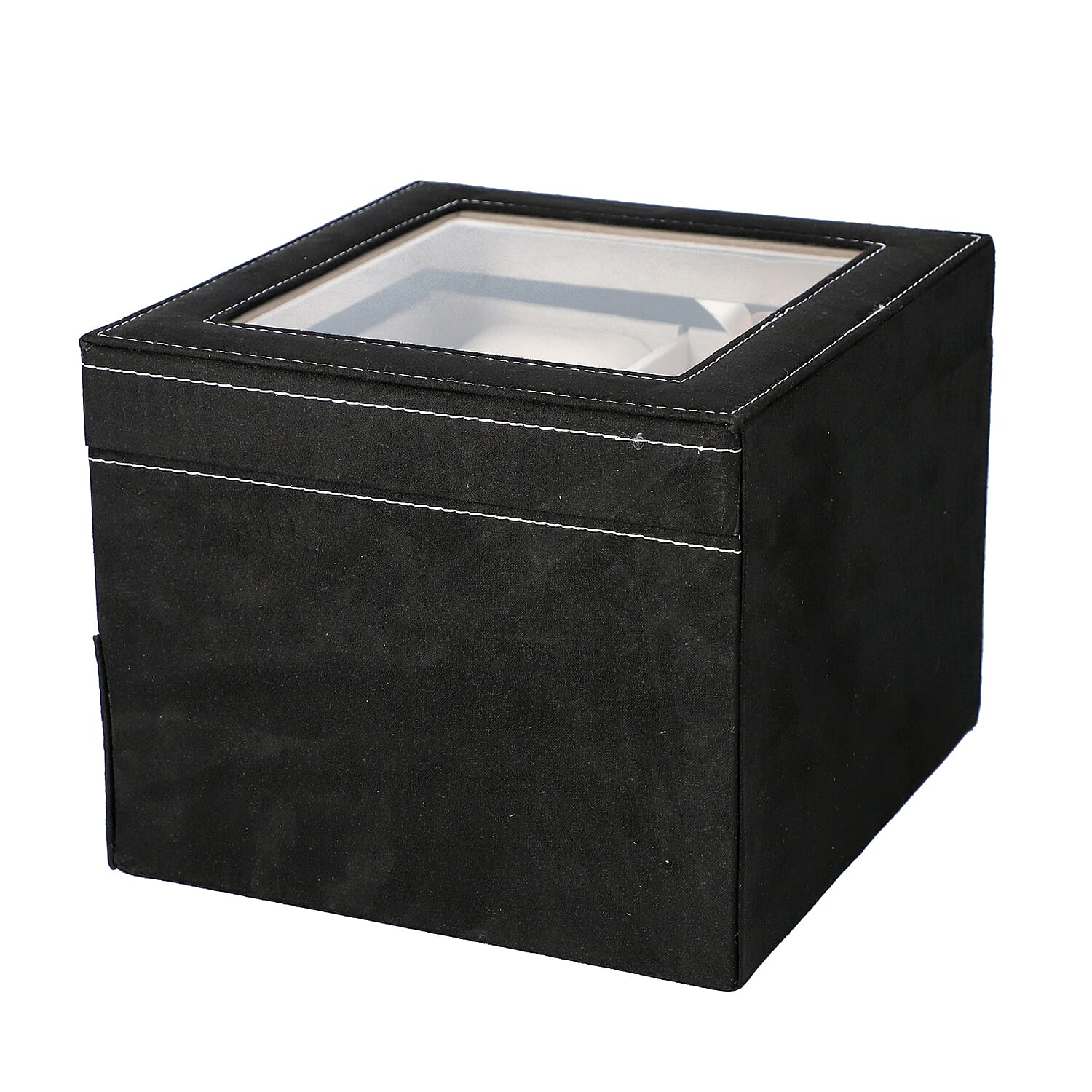 Black Colour Velvet 2 Layer Watch Box (Size 20x20x16.5 Cm)