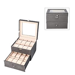 Red Colour Velvet 2 Layer Watch Box (Size 20x20x16 Cm)