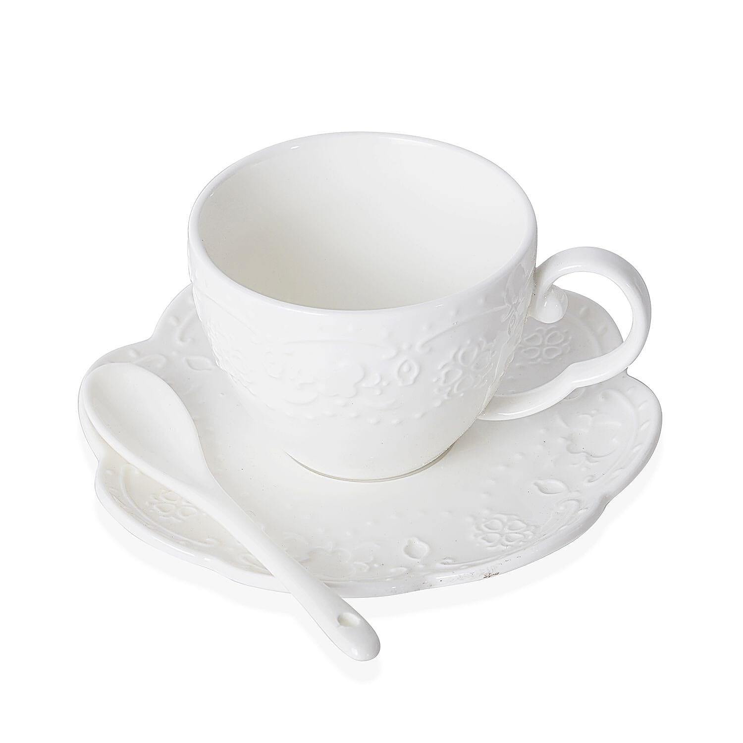 22 Piece Set - Art Deco - Butterfly Embossed Tea Set (Consists of 6 Cups, 6 Saucers, 7 Spoons, 1 Sugar Bowl, 1 Milk Bowl, 1 x 650ml Tea Pot)