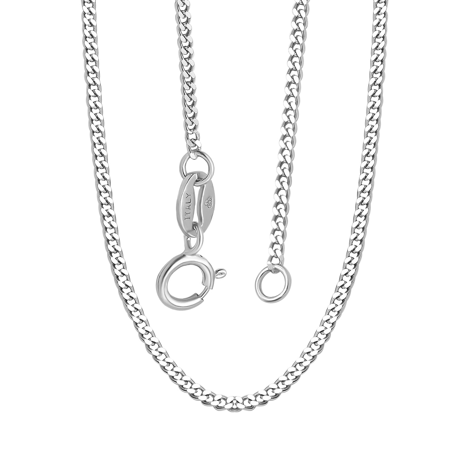 950 Platinum Diamond Cut Curb Chain (Size 18) with Spring Ring Clasp