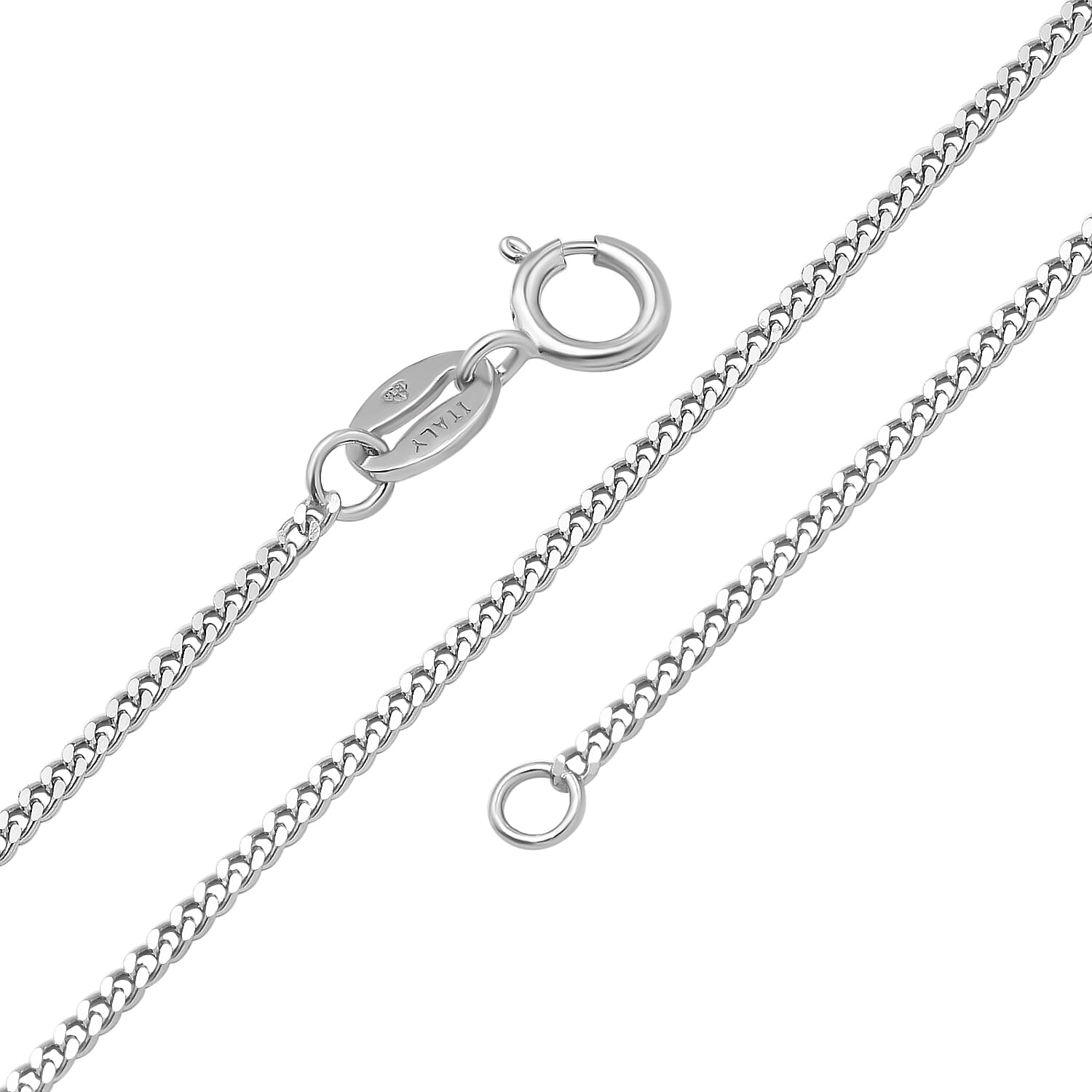 950 Platinum Diamond Cut Curb Chain (Size 18) with Spring Ring Clasp