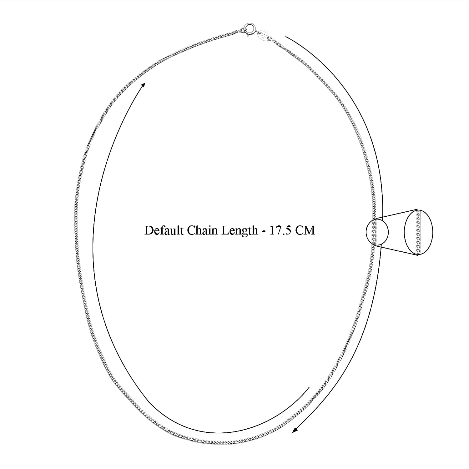 950 Platinum Diamond Cut Curb Chain (Size 18) with Spring Ring Clasp