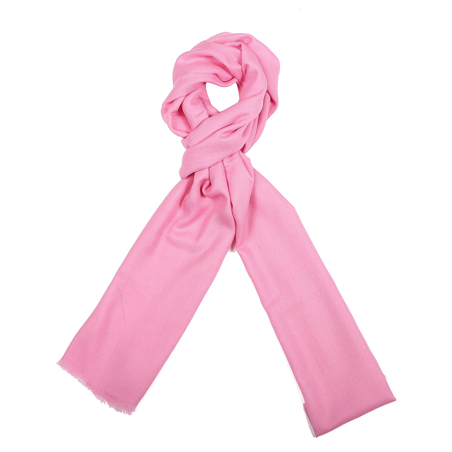100% Cashmere Wool Pink Colour Scarf (Size 190x70 Cm)