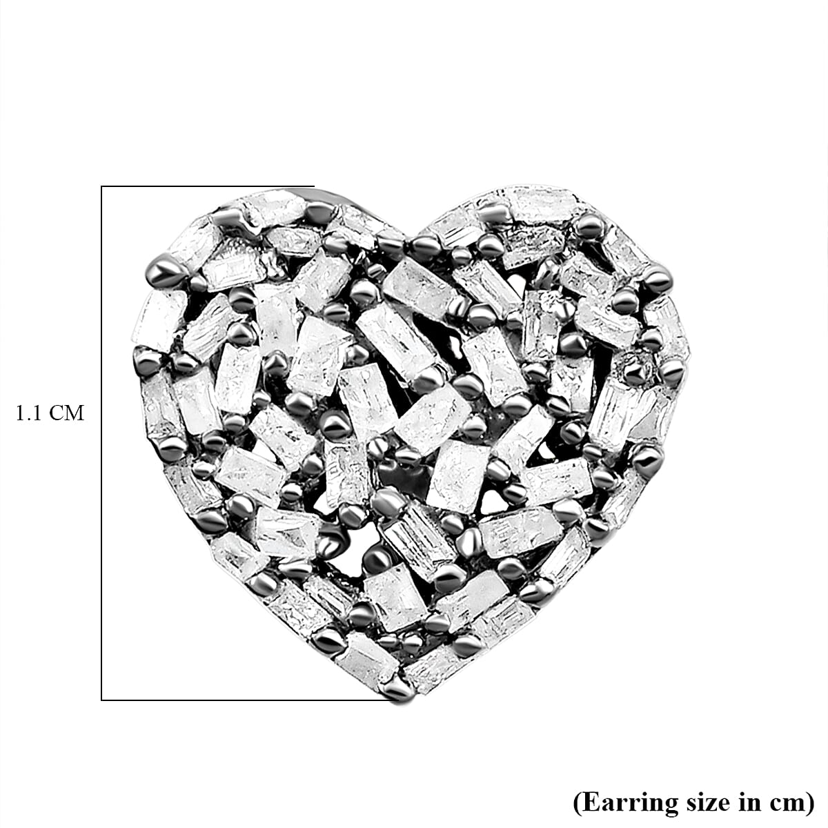 GP Heart Collection - Diamond (Bgt), Kanchanaburi Blue Sapphire Heart Stud Earrings (with Push Back) in Platinum Overlay Sterling Silver 0.50 Ct.