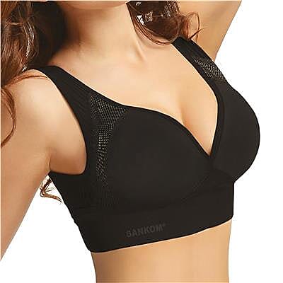 SANKOM SWITZERLAND Patent Aloe Vera Bra For Back Support - Black (Size S-M 8-10)