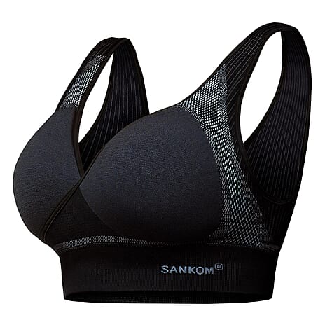 SANKOM SWITZERLAND Patent Aloe Vera Bra For Back Support - Black (Size M-L 10-12)