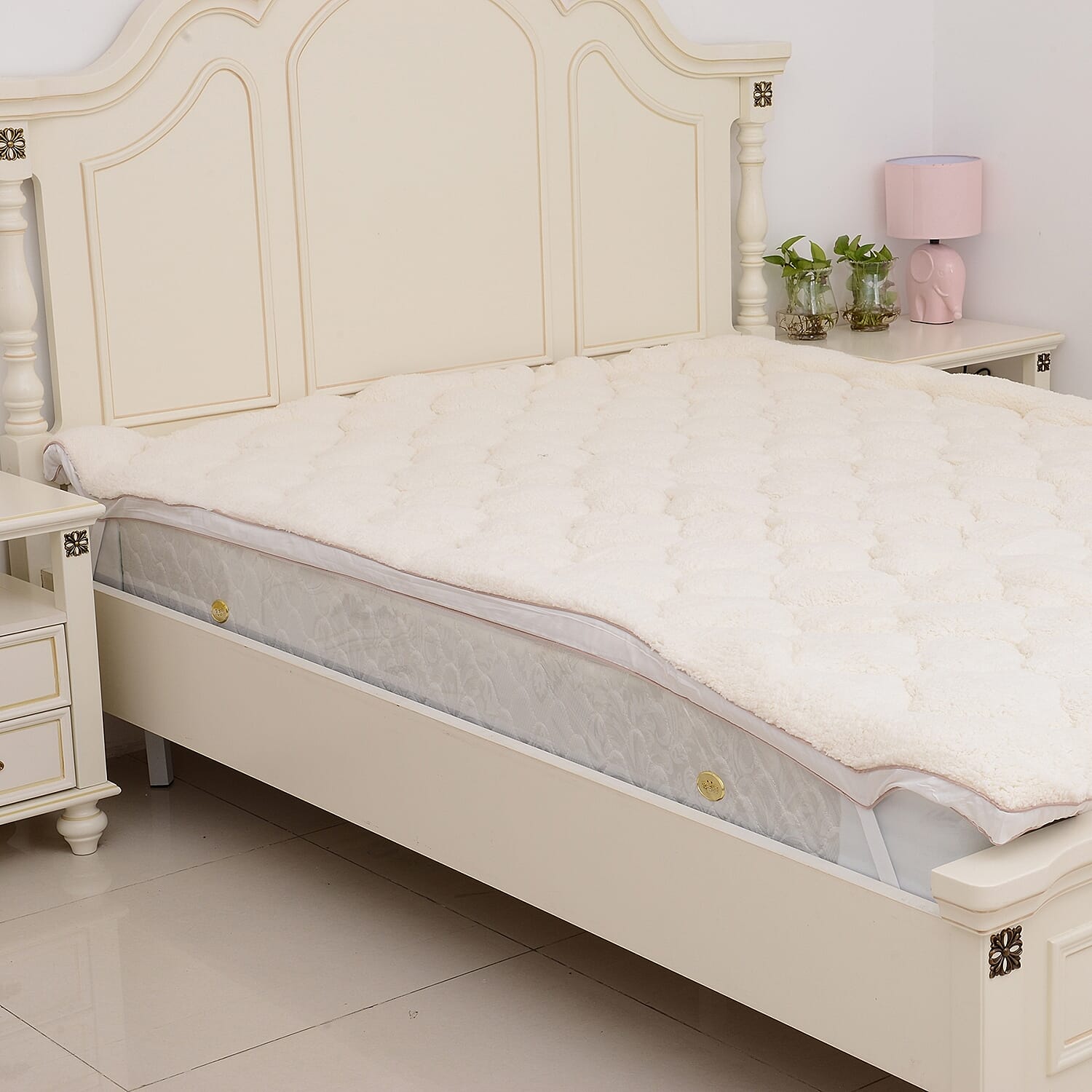 Luxury Teddy Bear Soft and Warm Sherpa Mattress Topper with Faux Down Filling in King Size (150x200 cm) -  Oeko-Tex Certified