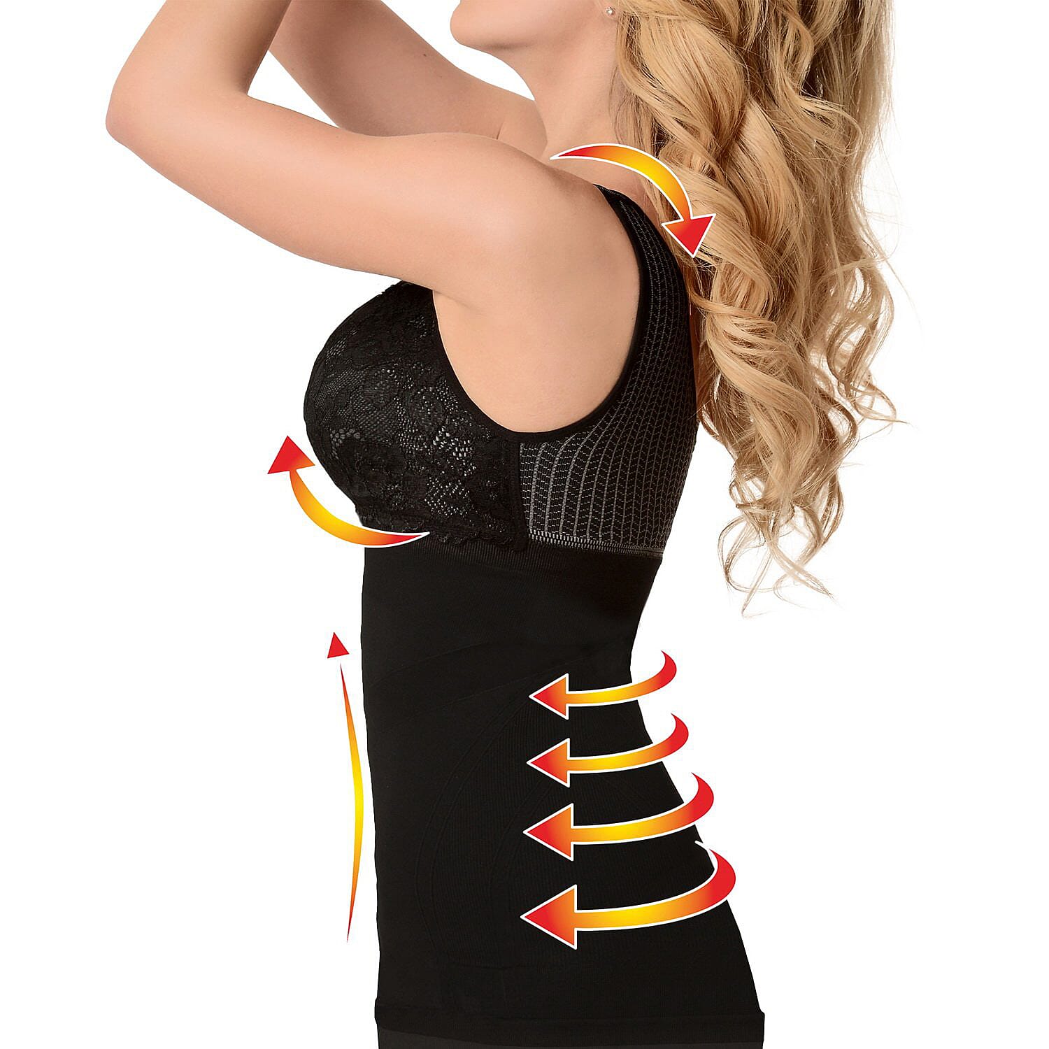 SANKOM SWITZERLAND Patent Vest with Bra and Lace - Black (Size S-M, 6-8)