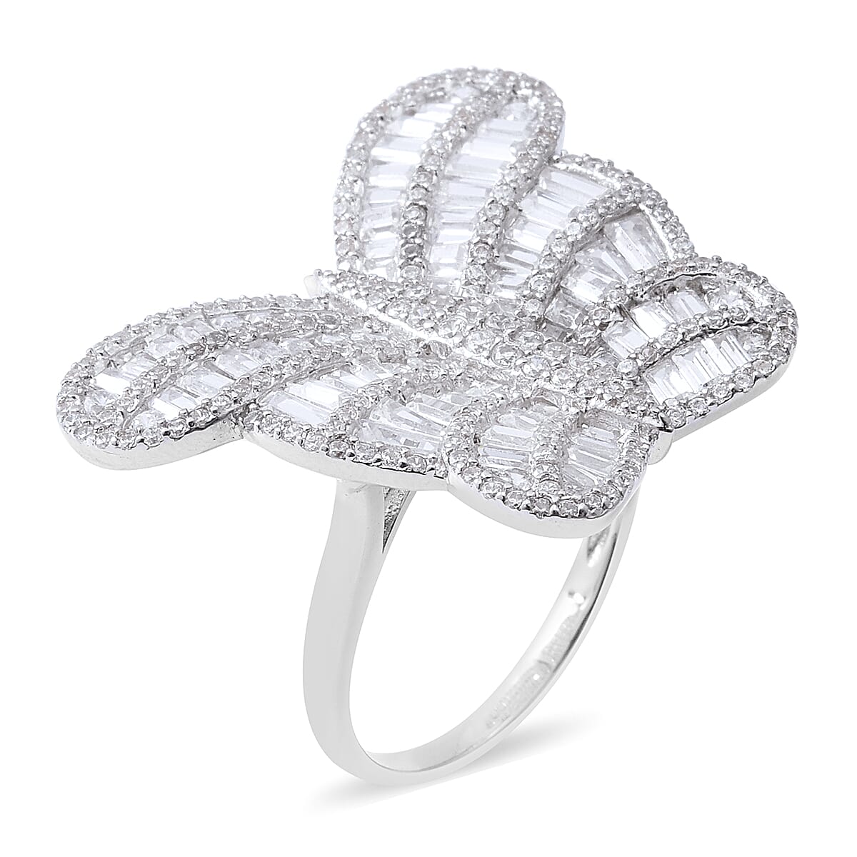 Designer Inspired-ELANZA Simulated Diamond (Bgt) Sterling Silver Butterfly Ring
