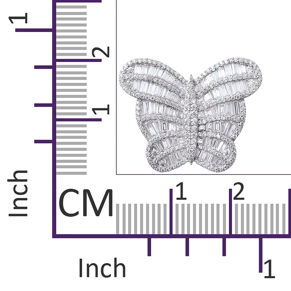 Designer Inspired-ELANZA Simulated Diamond (Bgt) Sterling Silver Butterfly Ring