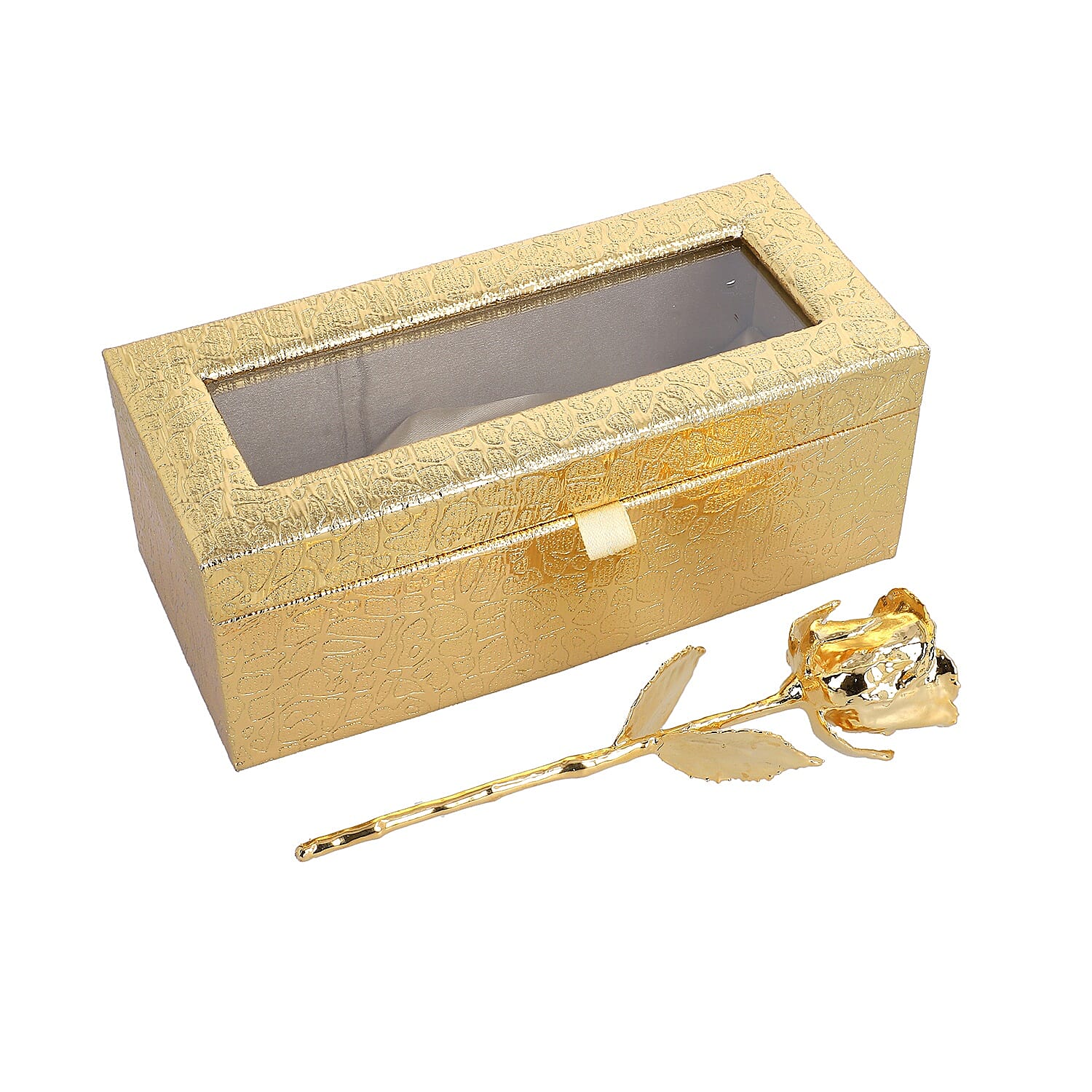 Gold Plated Eternal Rose (Size 15 Cm) in Golden Box (Size 23x8 Cm)