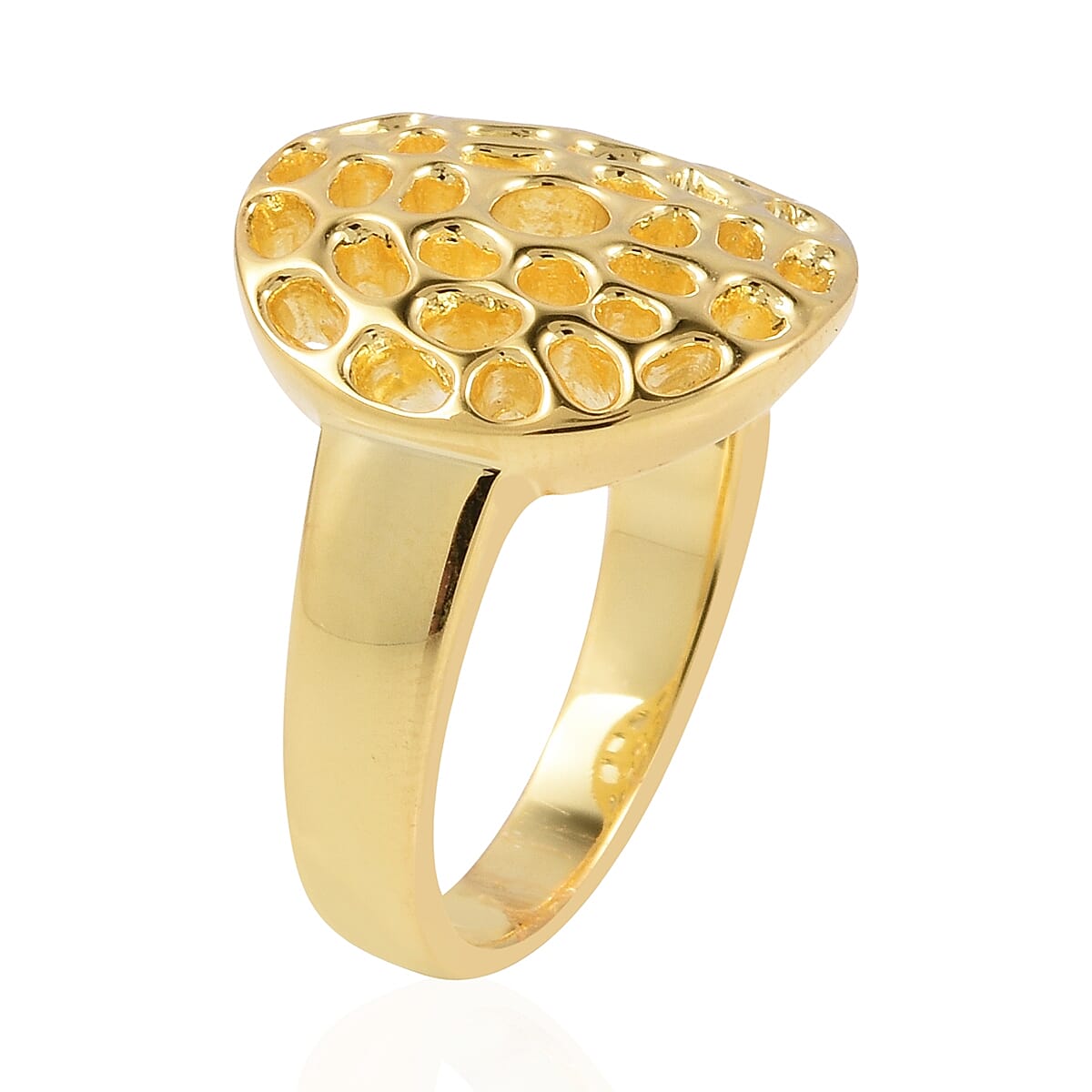 WEBEX- RACHEL GALLEY Yellow Gold Overlay Sterling Silver Enkai Sun Small Disc Ring, Silver wt 5.16 Gms.
