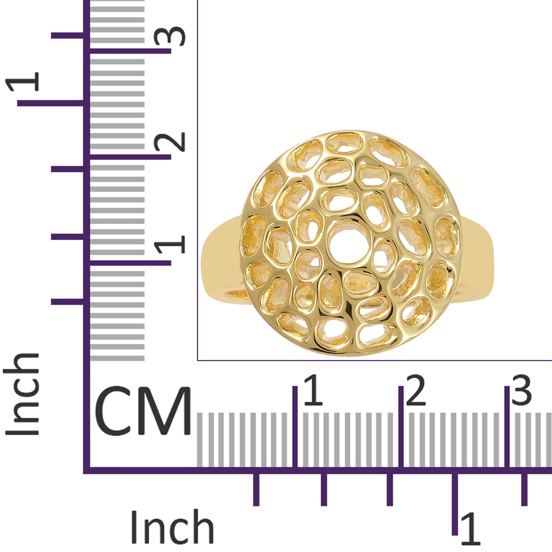 WEBEX- RACHEL GALLEY Yellow Gold Overlay Sterling Silver Enkai Sun Small Disc Ring, Silver wt 5.16 Gms.