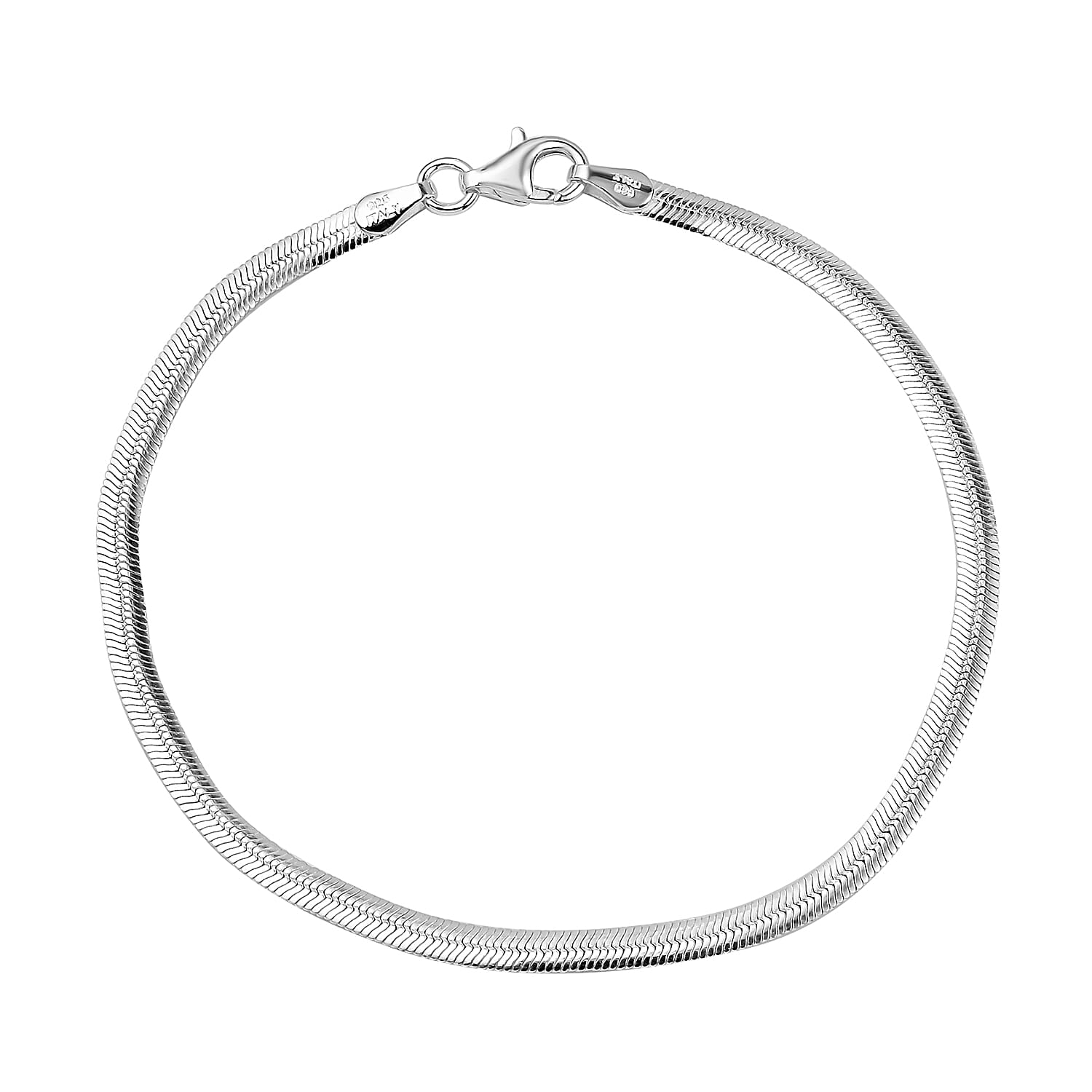 Sterling Silver Snake Chain Bracelet (Size 7) With Lobster Clasp.