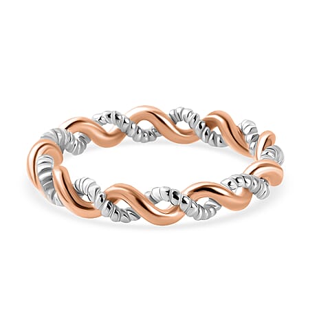 Platinum Overlay  and 18K Rose Gold Vermeil Plated  Sterling Silver Twisted Band Ring