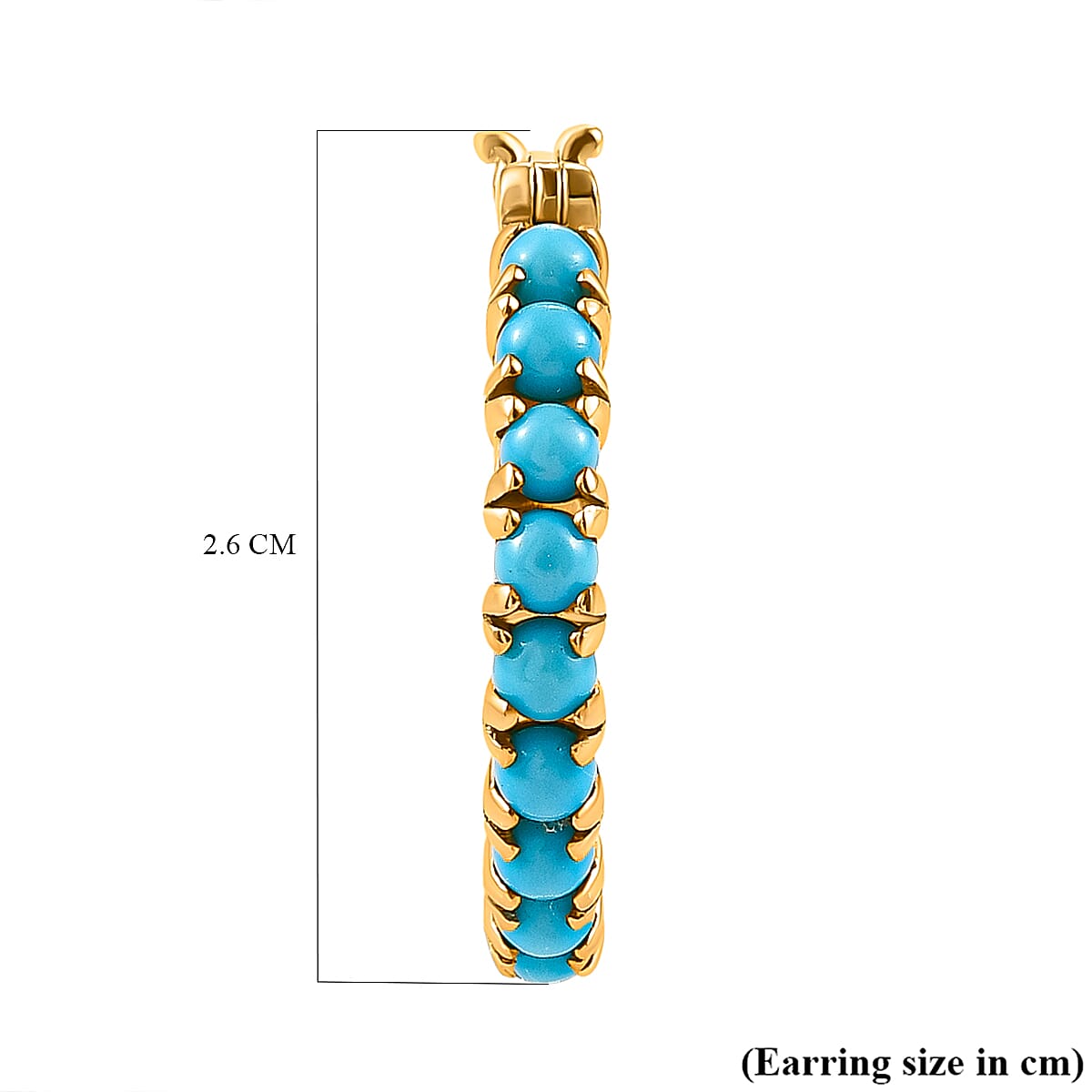 Arizona Sleeping Beauty Turquoise Hoop Earrings (with Clasp Lock) in 14K Gold Overlay Sterling Silver 1.64 Ct