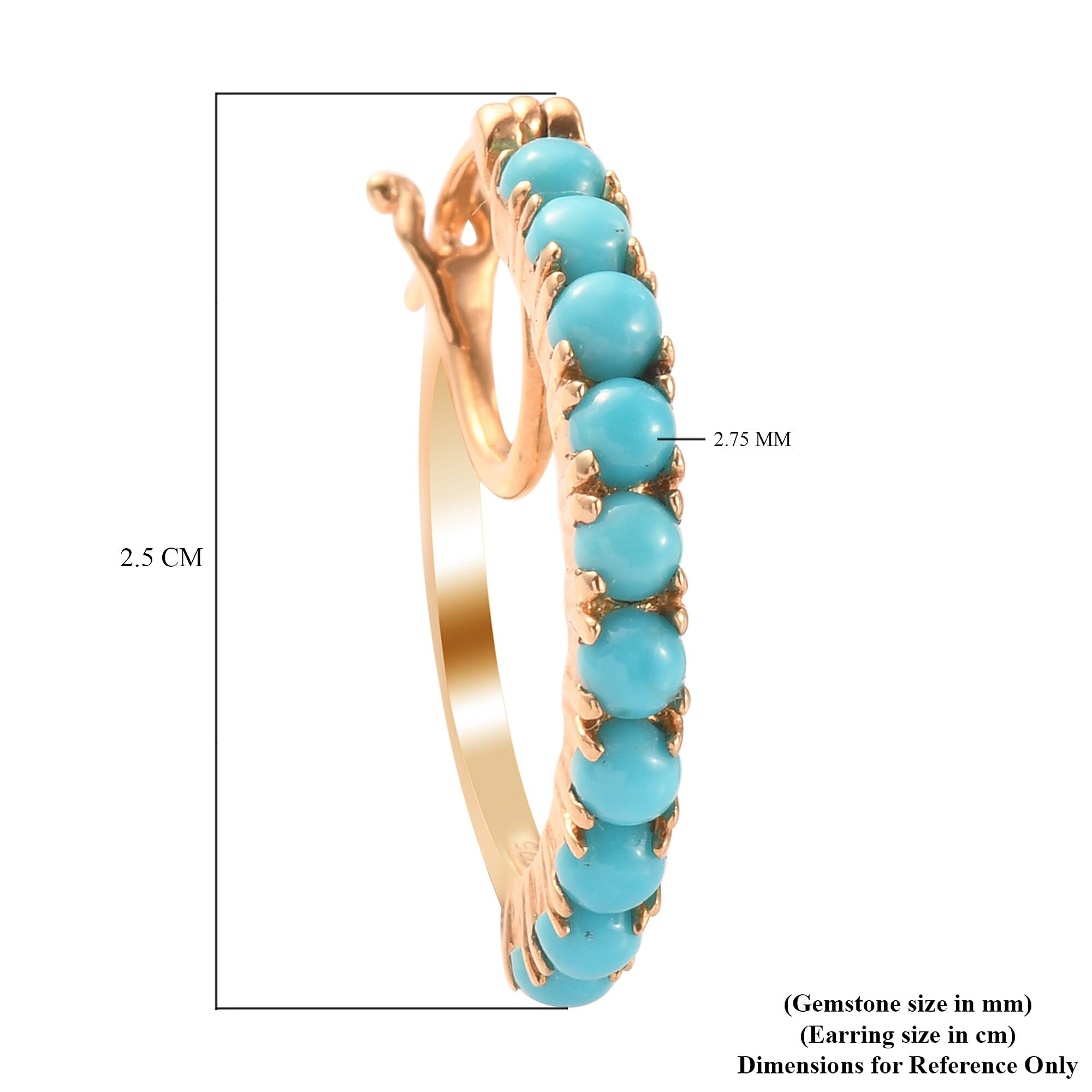 Arizona Sleeping Beauty Turquoise Hoop Earrings (with Clasp Lock) in 14K Gold Overlay Sterling Silver 1.64 Ct