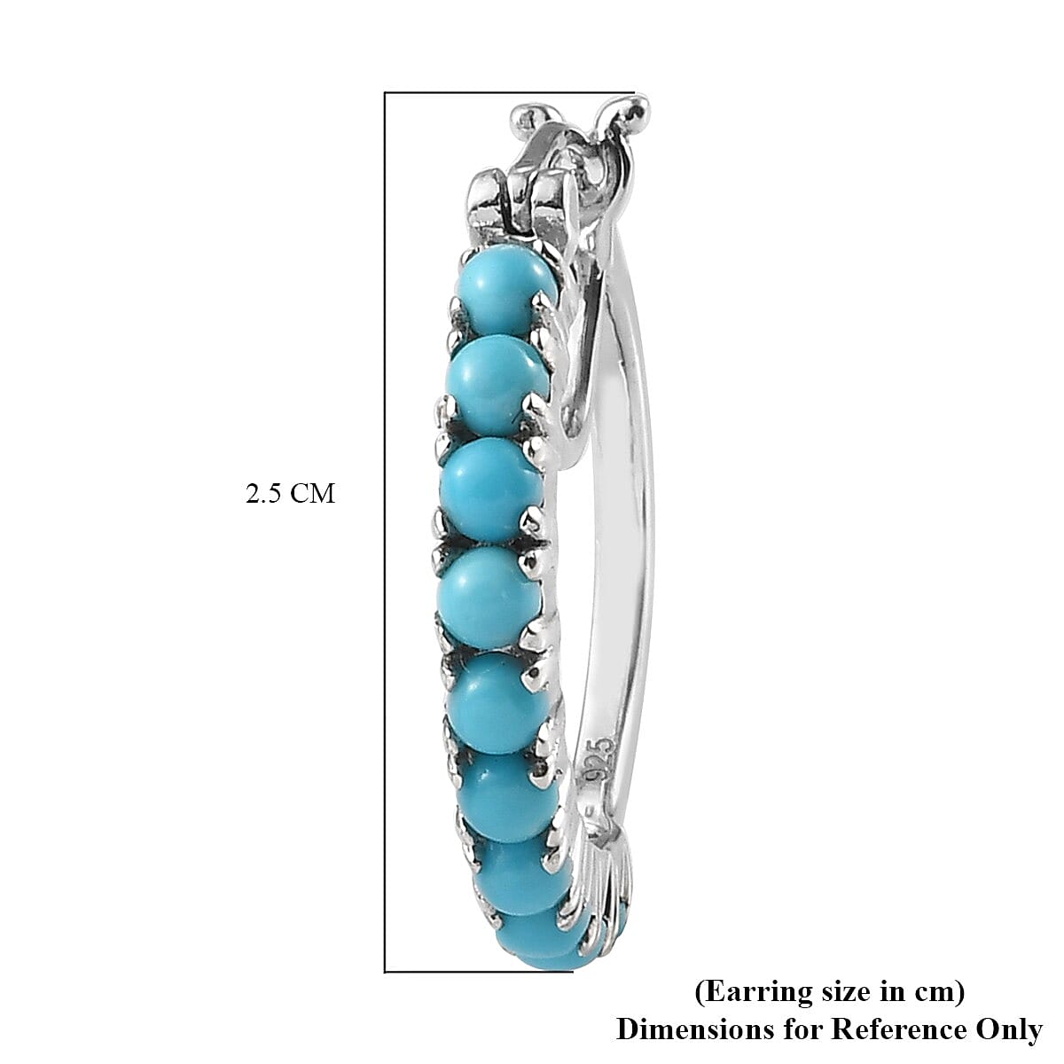Arizona Sleeping Beauty Turquoise (Rnd) Hoop Earrings (with Clasp Lock) in Platinum Overlay Sterling Silver 1.76 Ct