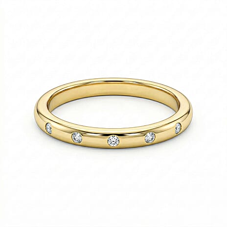 Diamond Band Ring in 18K Vermeil Yellow Gold Plated Sterling Silver 0.050 ct