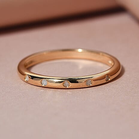Diamond Band Ring in 18K Vermeil Yellow Gold Plated Sterling Silver 0.050 ct