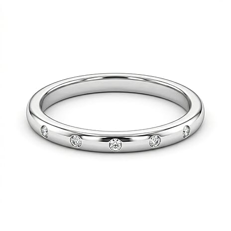 Diamond Stackable Band Ring in Platinum Overlay Sterling Silver