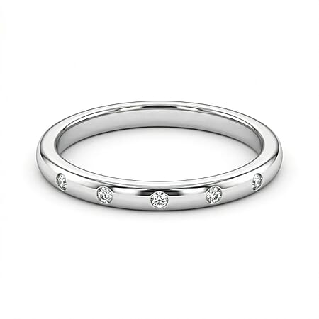 Diamond Stackable Band Ring in Platinum Overlay Sterling Silver Diamond Stackable Band Ring in Platinum Overlay Sterling Silver