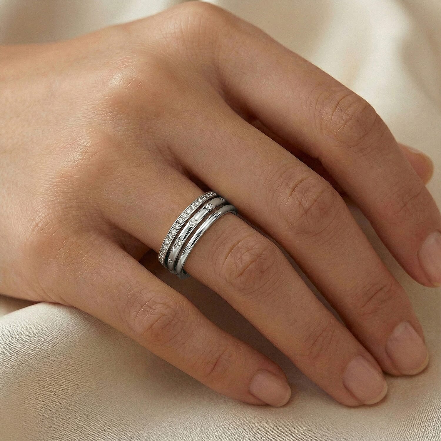 Diamond Band Ring in Sterling Silver