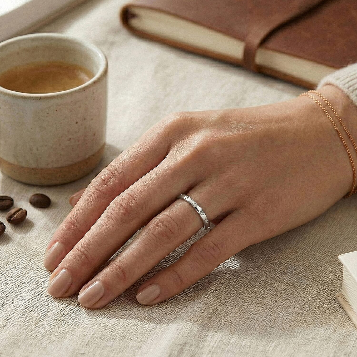 Diamond Band Ring in Sterling Silver