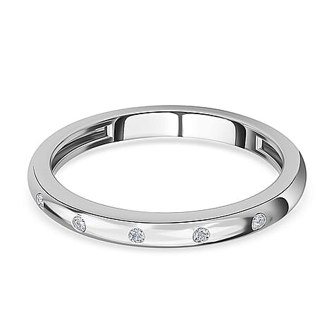Diamond Stackable Band Ring in Platinum Overlay Sterling Silver