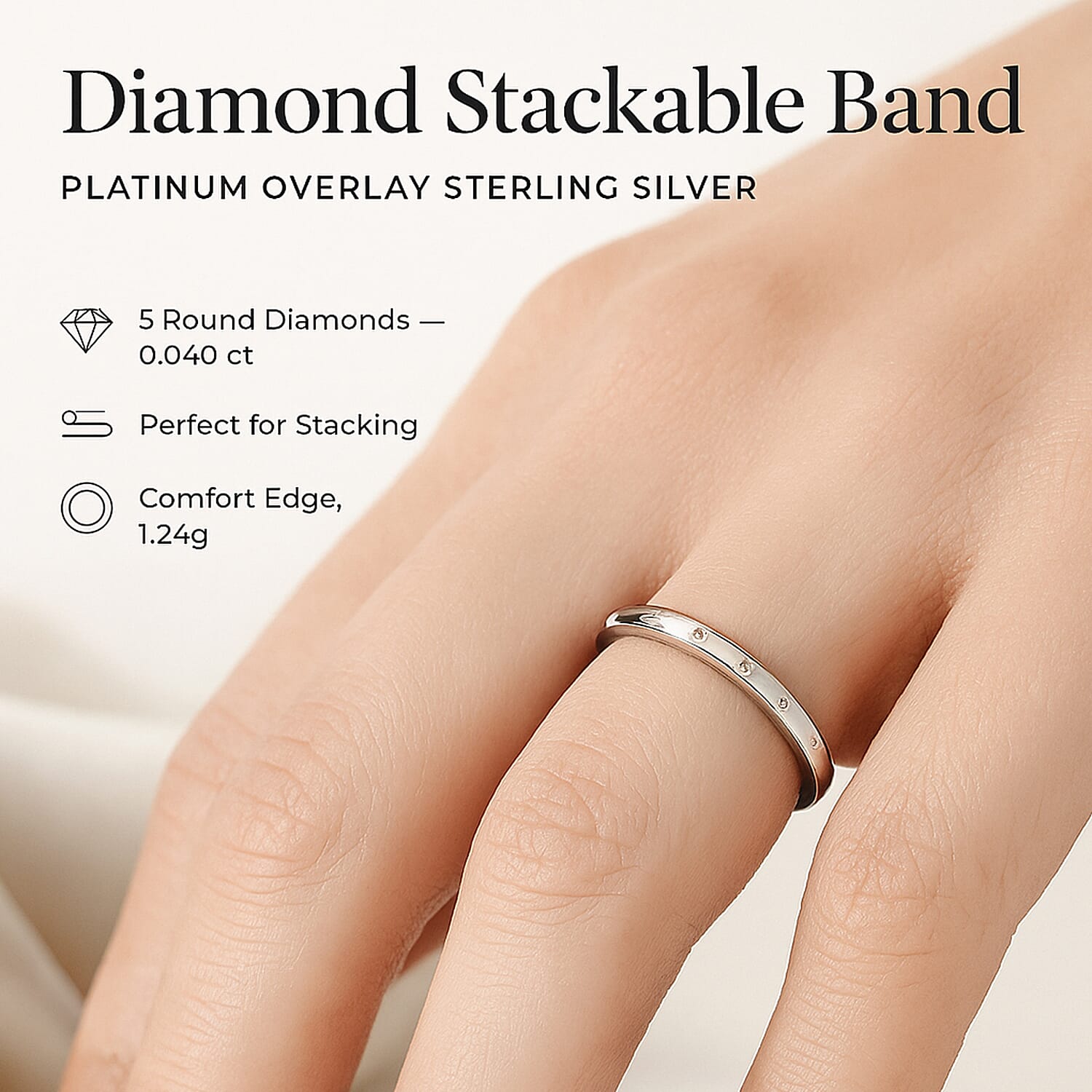 Diamond Band Ring in Sterling Silver 0.050 ct