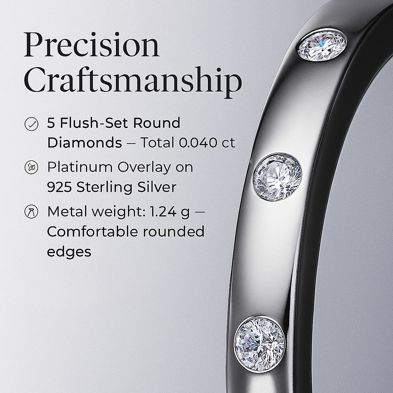 Diamond Band Ring in Sterling Silver 0.050 ct