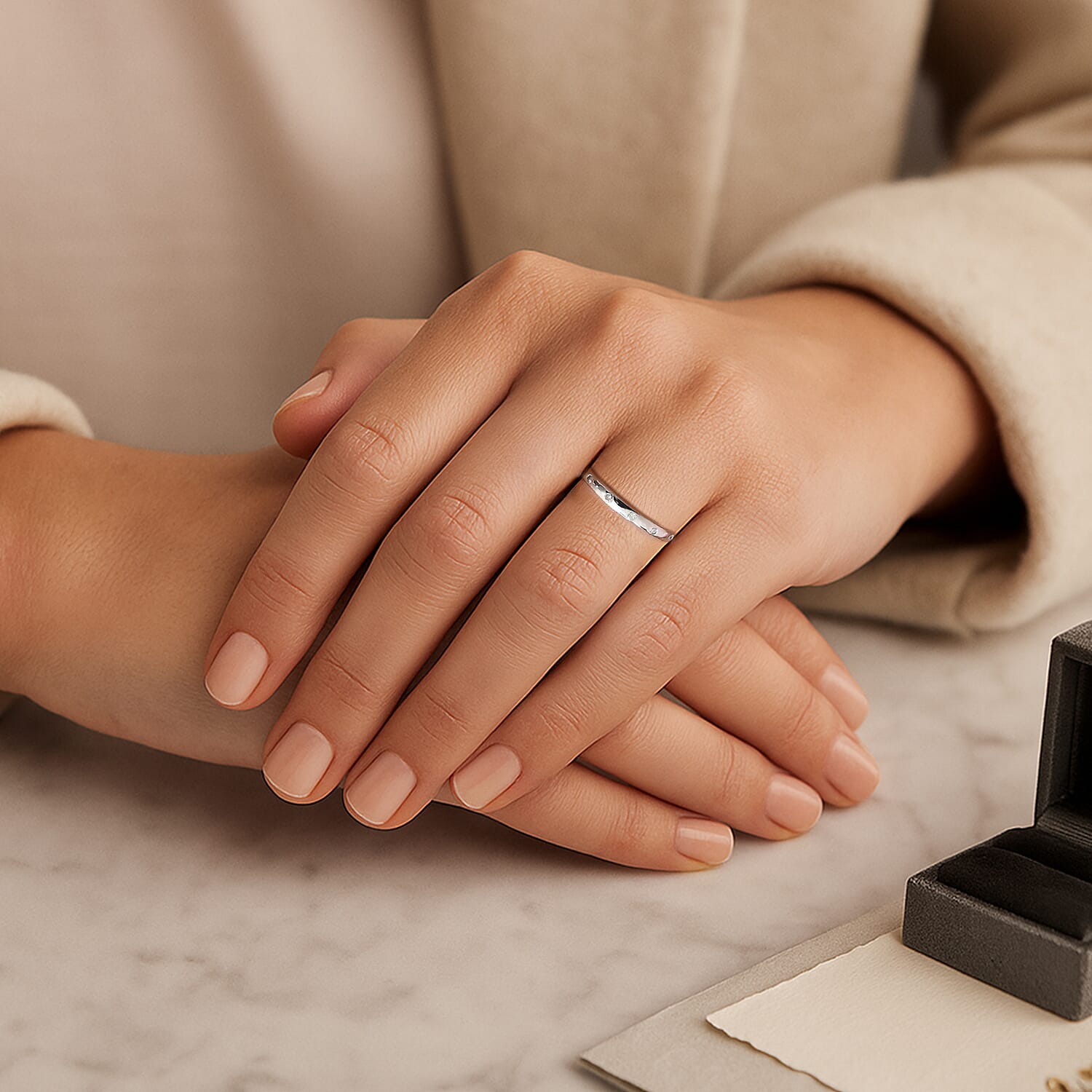 Diamond Band Ring in Sterling Silver 0.050 ct