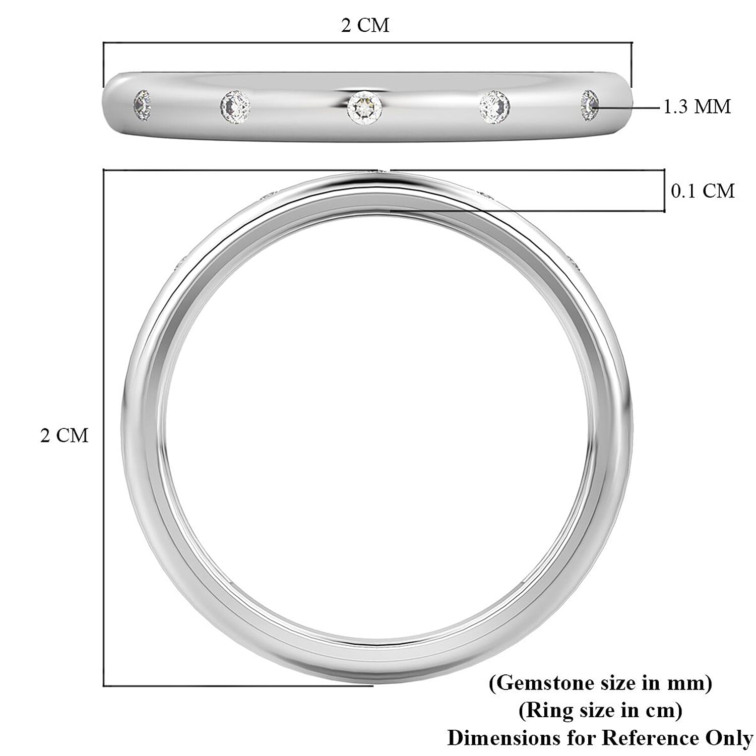 Diamond Band Ring in Sterling Silver 0.050 ct