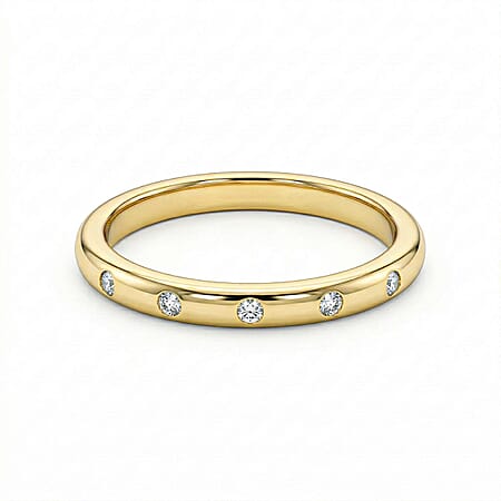 Diamond Button Wedding Band Ring in Sterling Silver with 18K Vermeil Yellow Gold