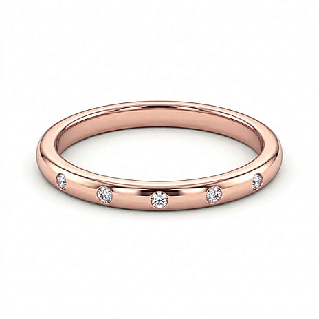 Diamond Stackable Band Ring in Rose Gold Vermeil Overlay Sterling Silver