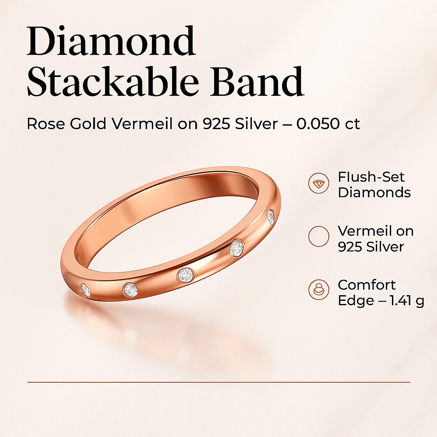 Diamond Band Ring in Sterling Silver 0.050 ct