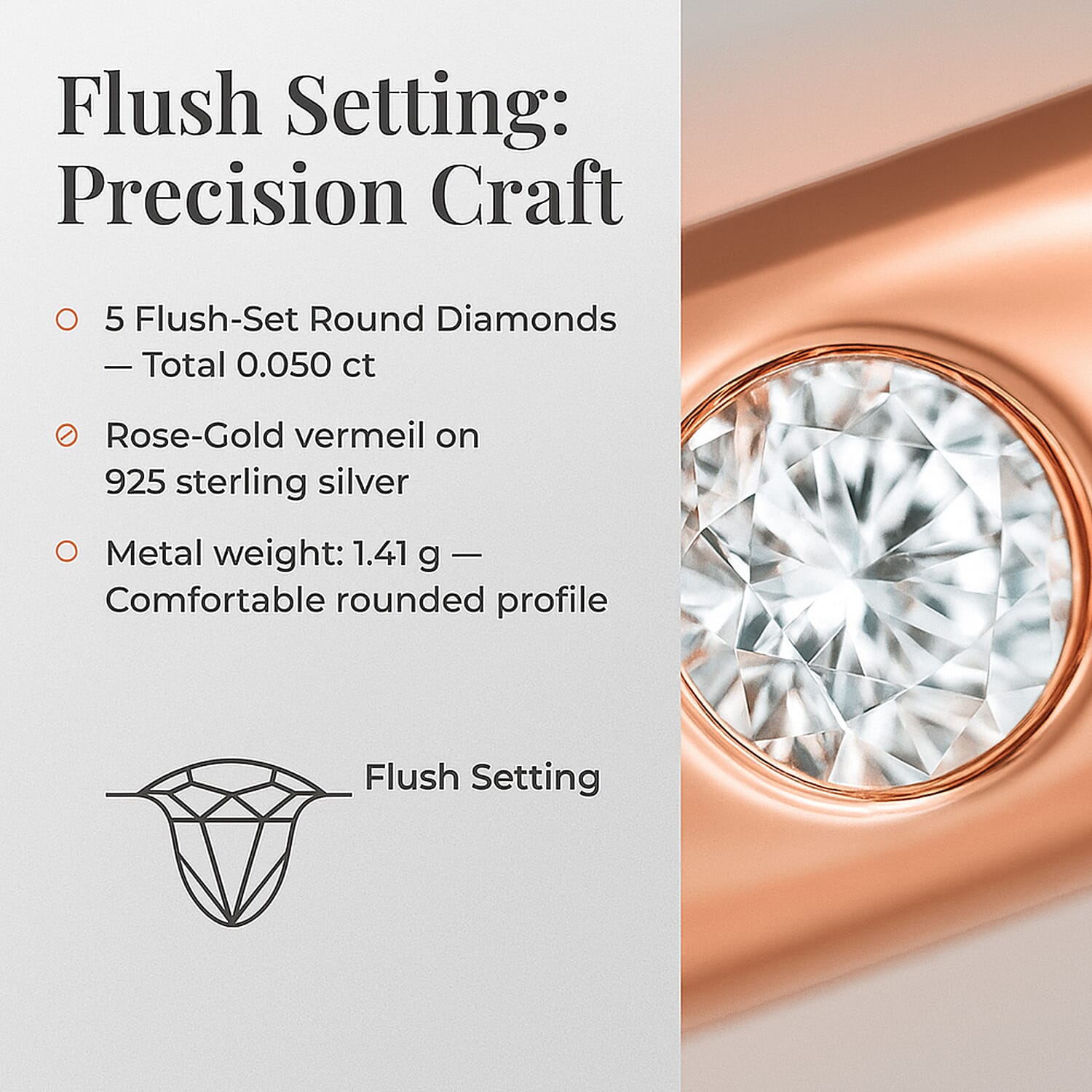 Diamond Band Ring in Sterling Silver 0.050 ct