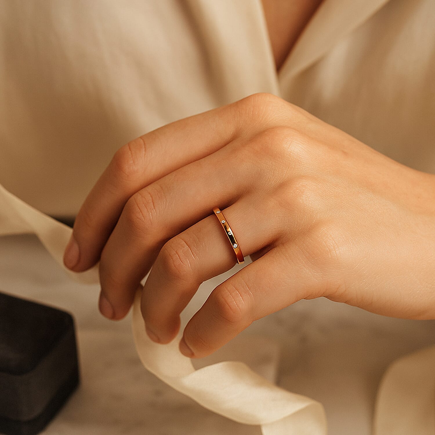 Diamond Band Ring in Sterling Silver 0.050 ct