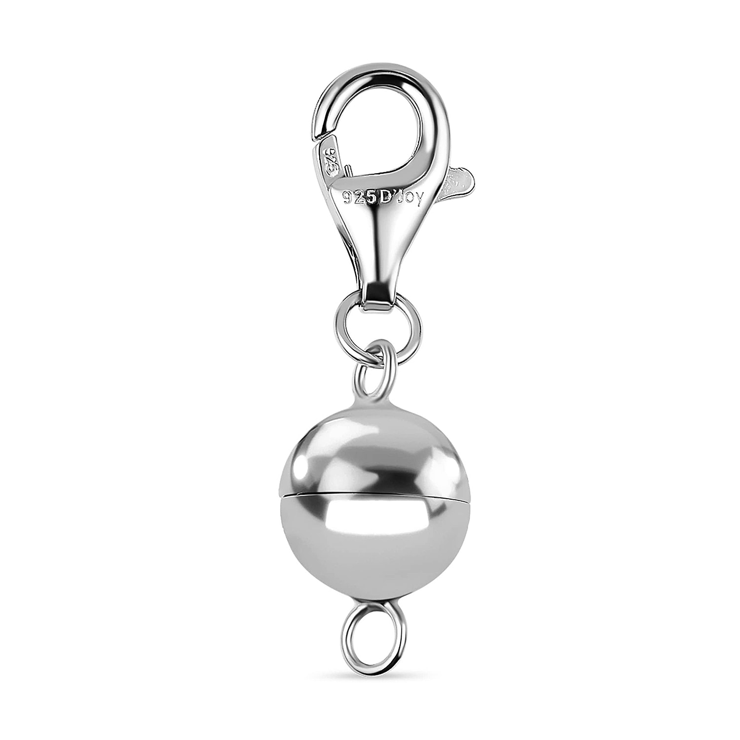 Magnetic Lock with Lobster Clasp in Rhodium Plated Sterling Silver