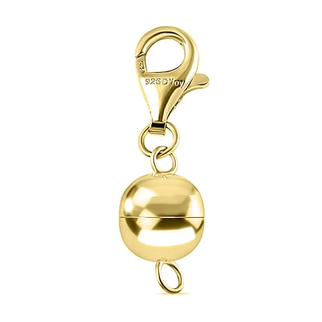 Doorbuster - Yellow Gold Plated Sterling Silver Magnetic Lock (Size 8 mm) with Lobster Clasp (Size - 11 mm)
