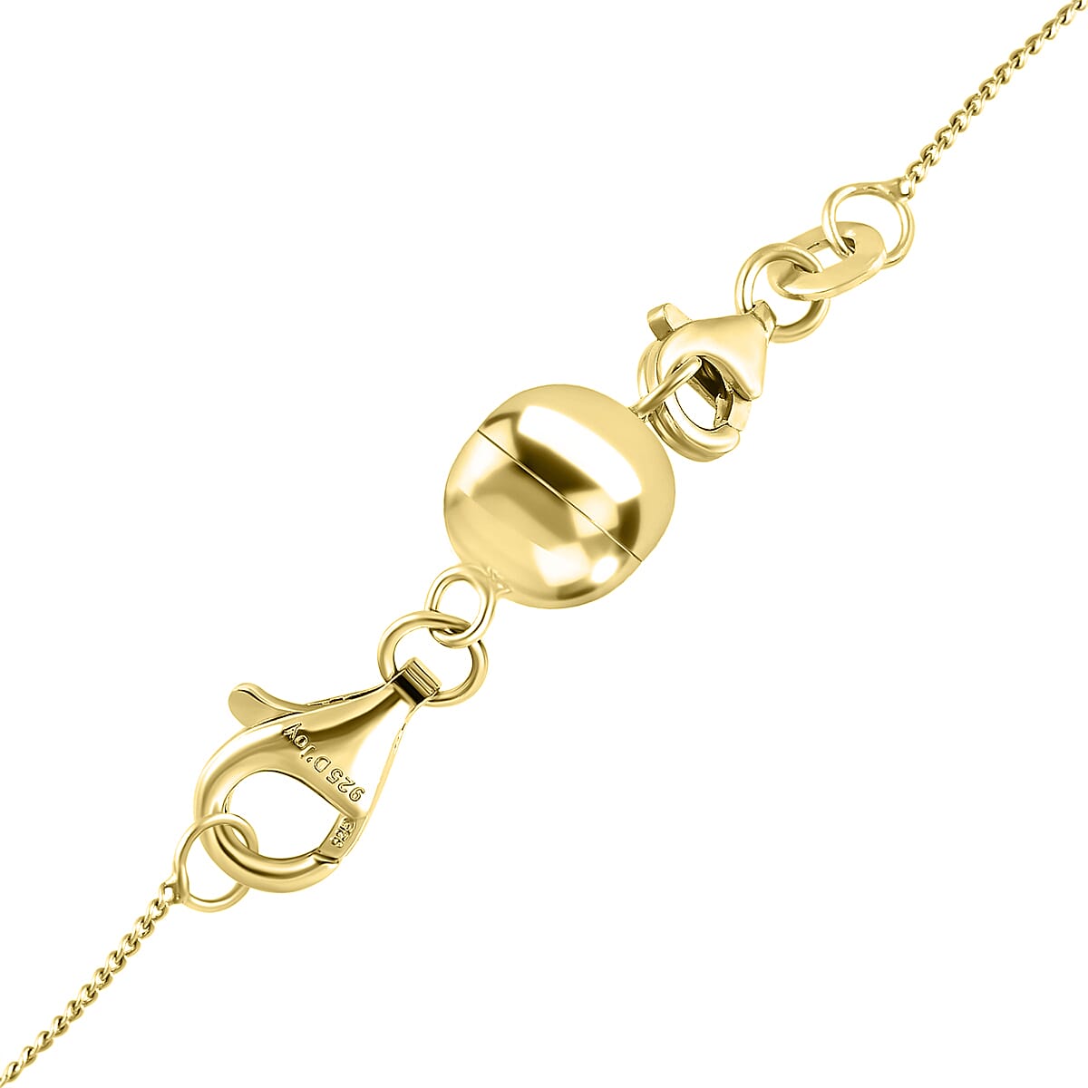 Yellow Gold Plated Sterling Silver Magnetic Lock (Size 8 mm) with Lobster Clasp (Size - 11 mm)