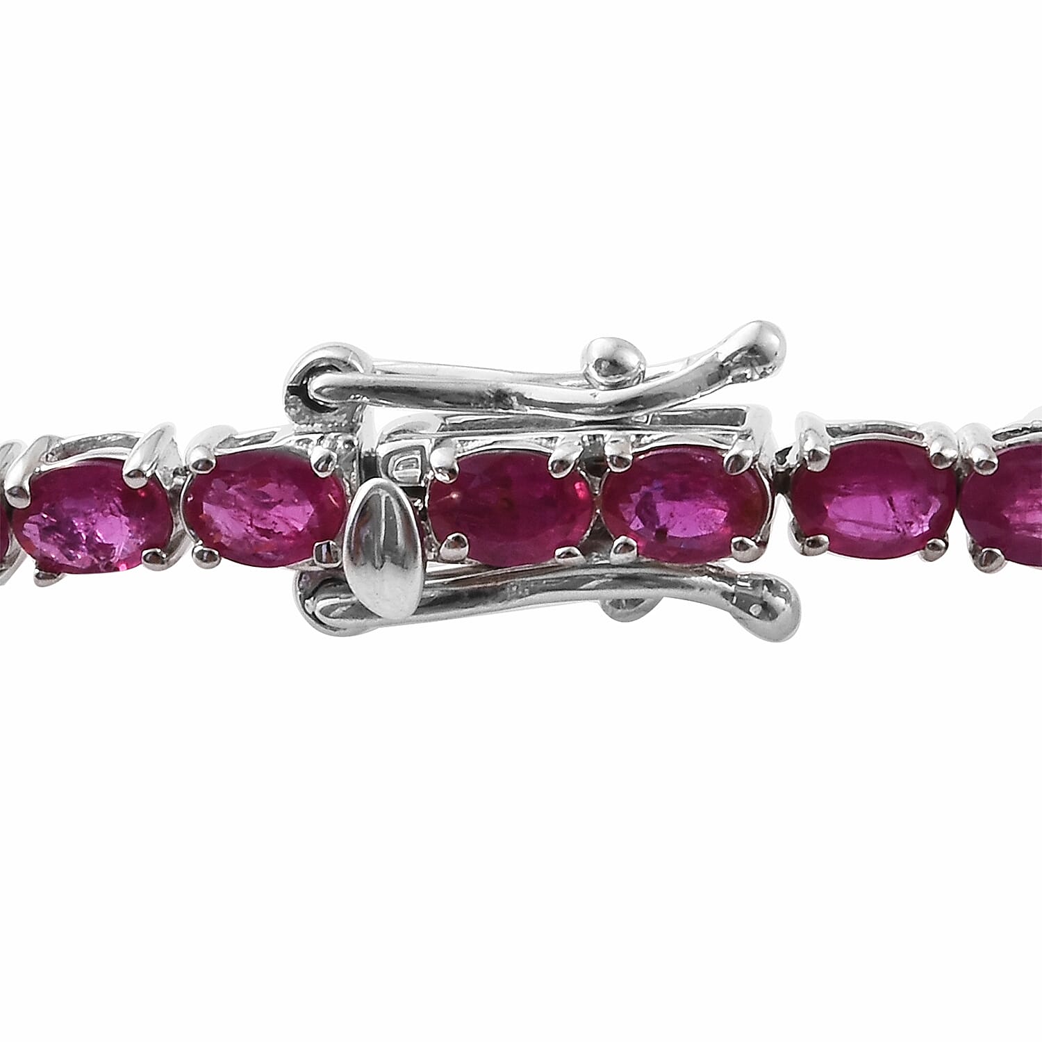 9K White Gold AA Ruby (Ovl) Bracelet (Size 7) 7.500  Ct.